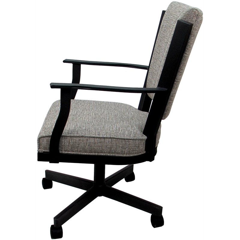 Montana Swivel Metal Dining Caster Chair - Jetty June Tan Fabric - Black