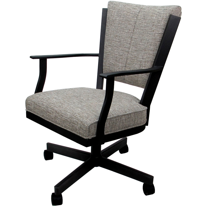 Montana Swivel Metal Dining Caster Chair - Jetty June Tan Fabric - Black