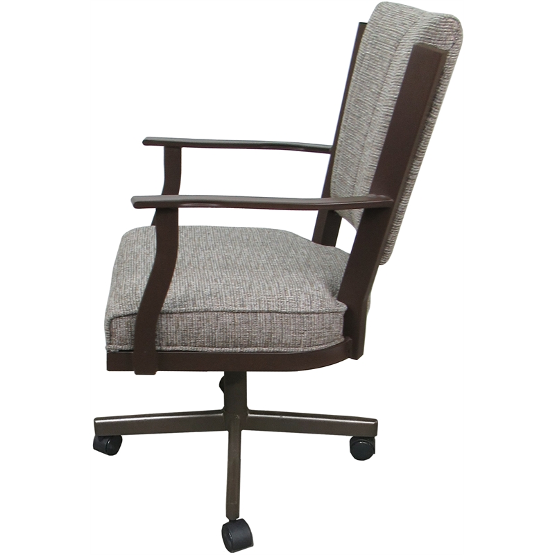 Montana Swivel Metal Dining Caster Chair - Jetty June Tan Fabric - Brown
