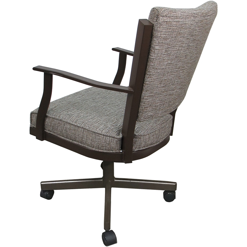Montana Swivel Metal Dining Caster Chair - Jetty June Tan Fabric - Brown