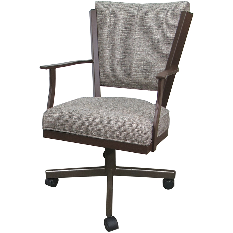 Montana Swivel Metal Dining Caster Chair - Jetty June Tan Fabric - Brown