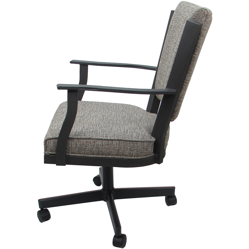 Montana Swivel Metal Dining Caster Chair - Jetty June Tan Fabric - Gray