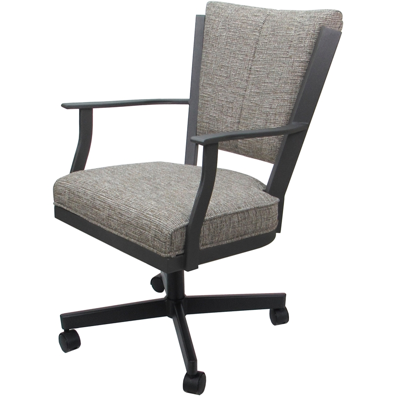 Montana Swivel Metal Dining Caster Chair - Jetty June Tan Fabric - Gray