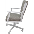 Montana Swivel Metal Dining Caster Chair - Jetty June Tan Fabric - White