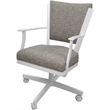 Montana Swivel Metal Dining Caster Chair - Jetty June Tan Fabric - White