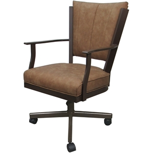 Montana Swivel Metal Dining Caster Chair - Pecan Brown Vinyl - Brown