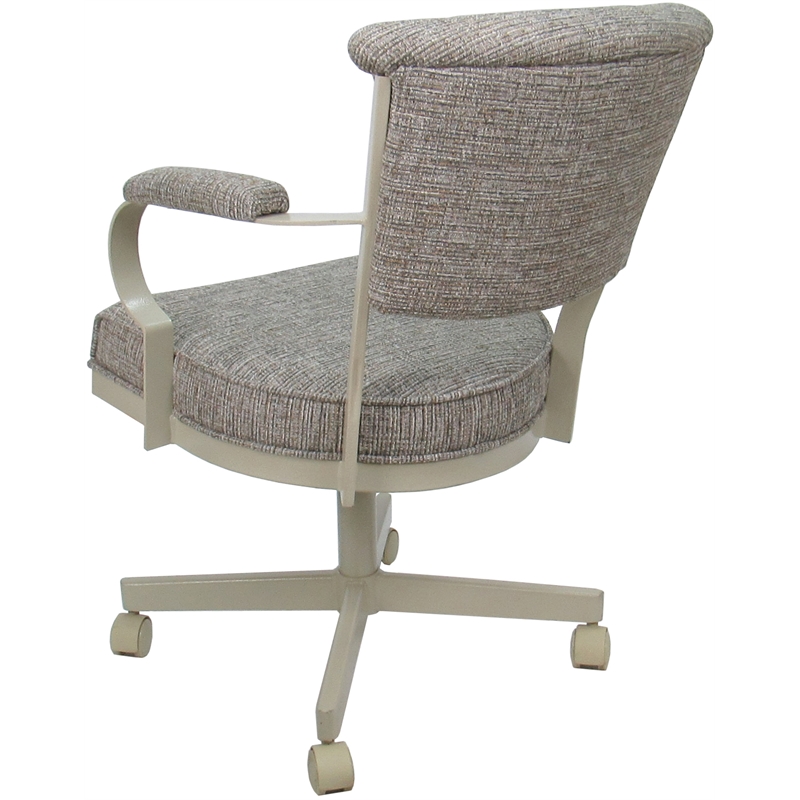 Swivel Metal Dining Caster Chair - Miami - Jetty June Tan Fabric - Beige