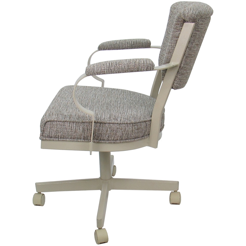 Swivel Metal Dining Caster Chair - Miami - Jetty June Tan Fabric - Beige