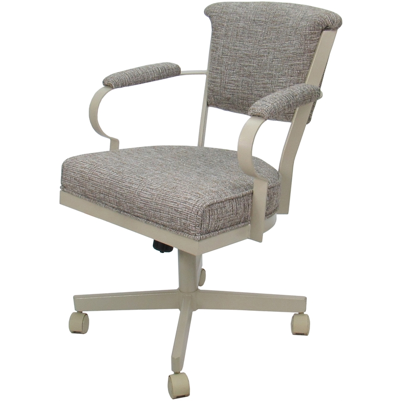 Swivel Metal Dining Caster Chair - Miami - Jetty June Tan Fabric - Beige