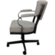 Swivel Metal Dining Caster Chair - Miami - Jetty June Tan Fabric - Black
