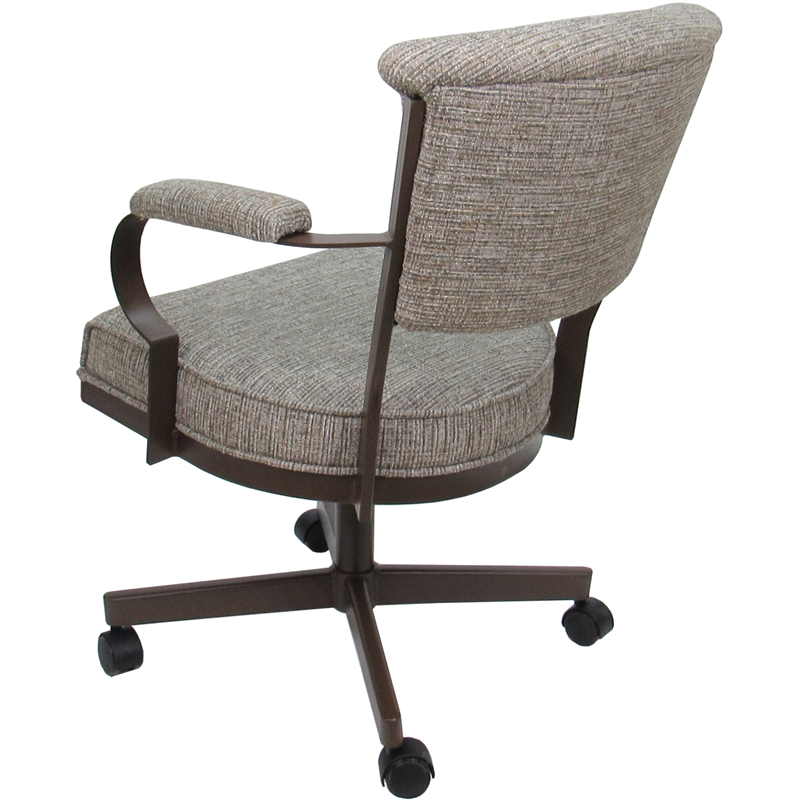 Swivel Metal Dining Caster Chair - Miami - Jetty June Tan Fabric - Brown