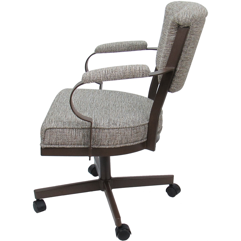 Swivel Metal Dining Caster Chair - Miami - Jetty June Tan Fabric - Brown