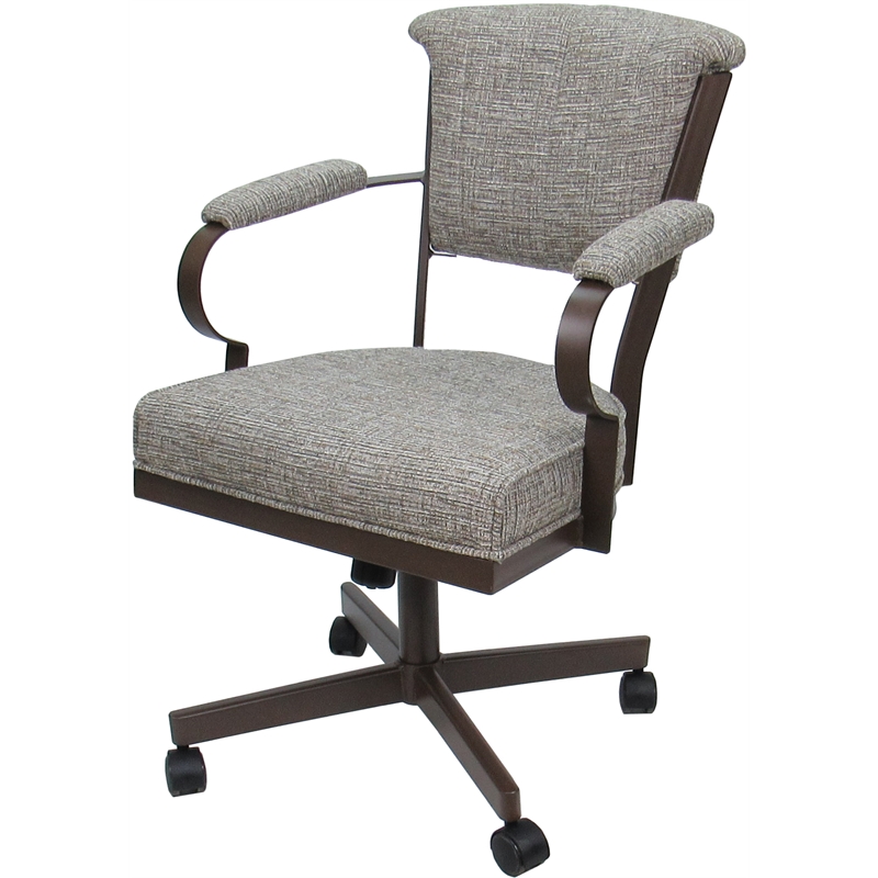 Swivel Metal Dining Caster Chair - Miami - Jetty June Tan Fabric - Brown
