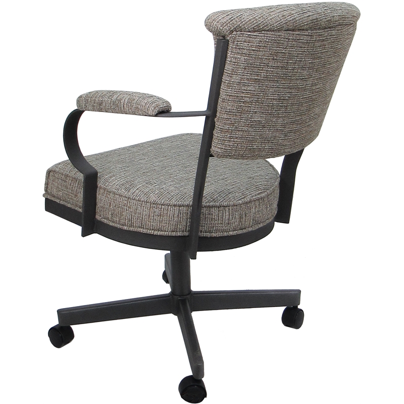 Swivel Metal Dining Caster Chair - Miami - Jetty June Tan Fabric - Gray