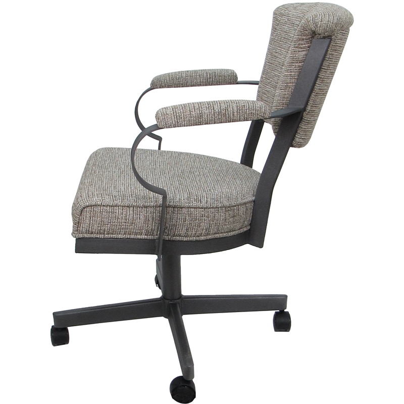 Swivel Metal Dining Caster Chair - Miami - Jetty June Tan Fabric - Gray