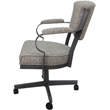Swivel Metal Dining Caster Chair - Miami - Jetty June Tan Fabric - Gray