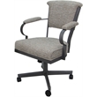 Swivel Metal Dining Caster Chair - Miami - Jetty June Tan Fabric - Gray