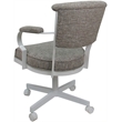 Swivel Metal Dining Caster Chair - Miami - Jetty June Tan Fabric - White