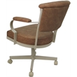 Swivel Metal Dining Caster Chair - Miami - Pecan Brown Vinyl - Beige