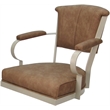 Swivel Metal Dining Caster Chair - Miami - Pecan Brown Vinyl - Beige