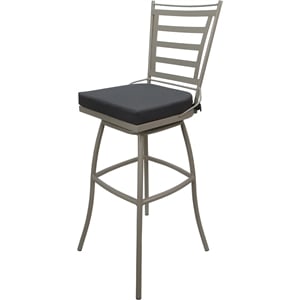 Outdoor or Indoor Bar Stool 30&quot Seat - Jordan - Dark Gray Fabric - Beige