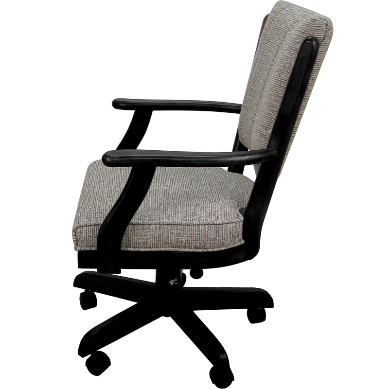 Classic Caster Solid Wood Dining Chair - Jetty June Tan Fabric - Black