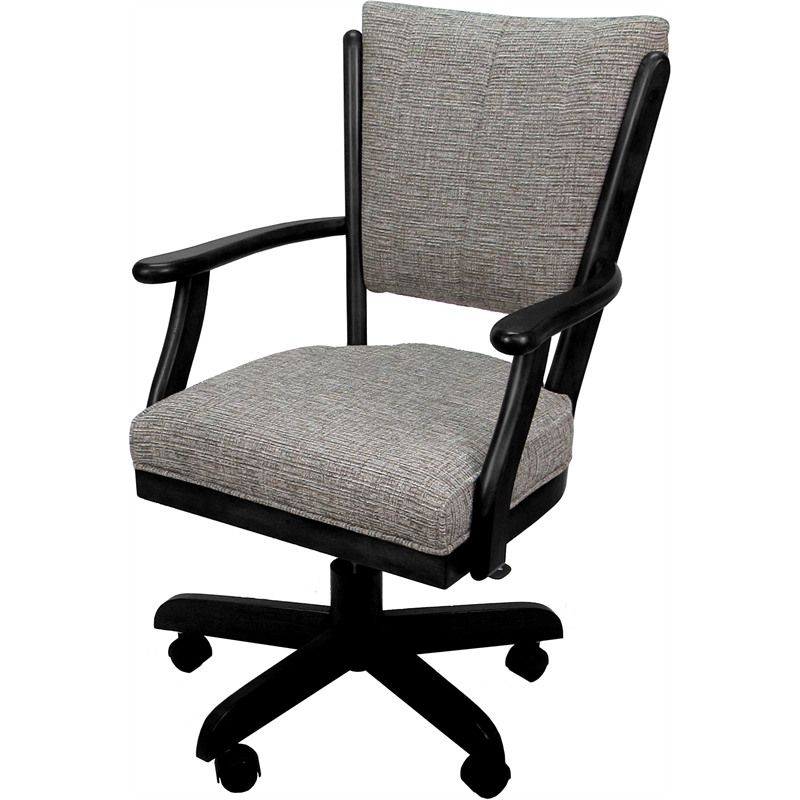 Classic Caster Solid Wood Dining Chair - Jetty June Tan Fabric - Black