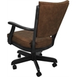 Classic Caster Solid Wood Dining Chair - Pecan Brown Vinyl - Gray Frame