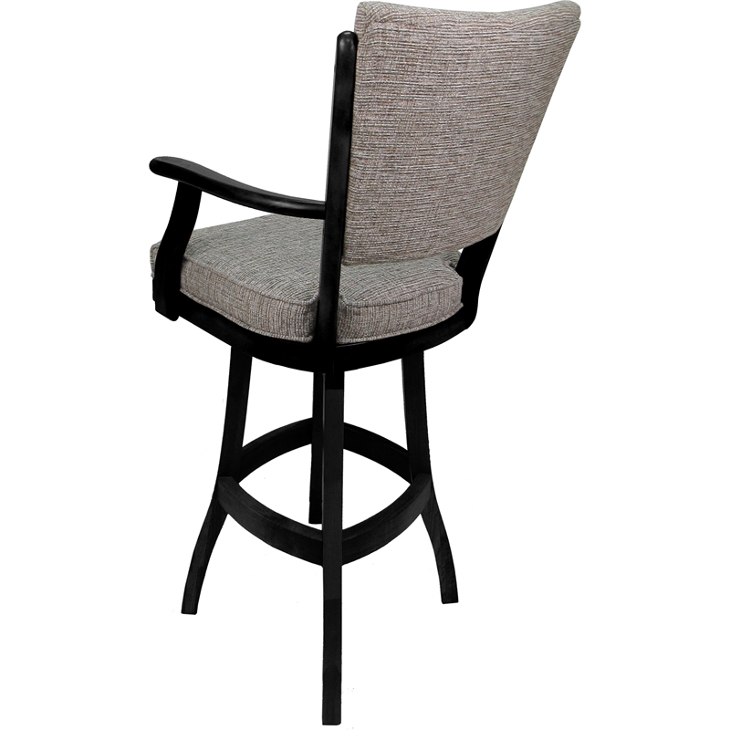Classic Extra Tall Swivel Bar Stool Solid Wood - Jetty June Tan Fabric - Black