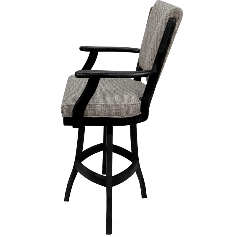 Classic Extra Tall Swivel Bar Stool Solid Wood - Jetty June Tan Fabric - Black