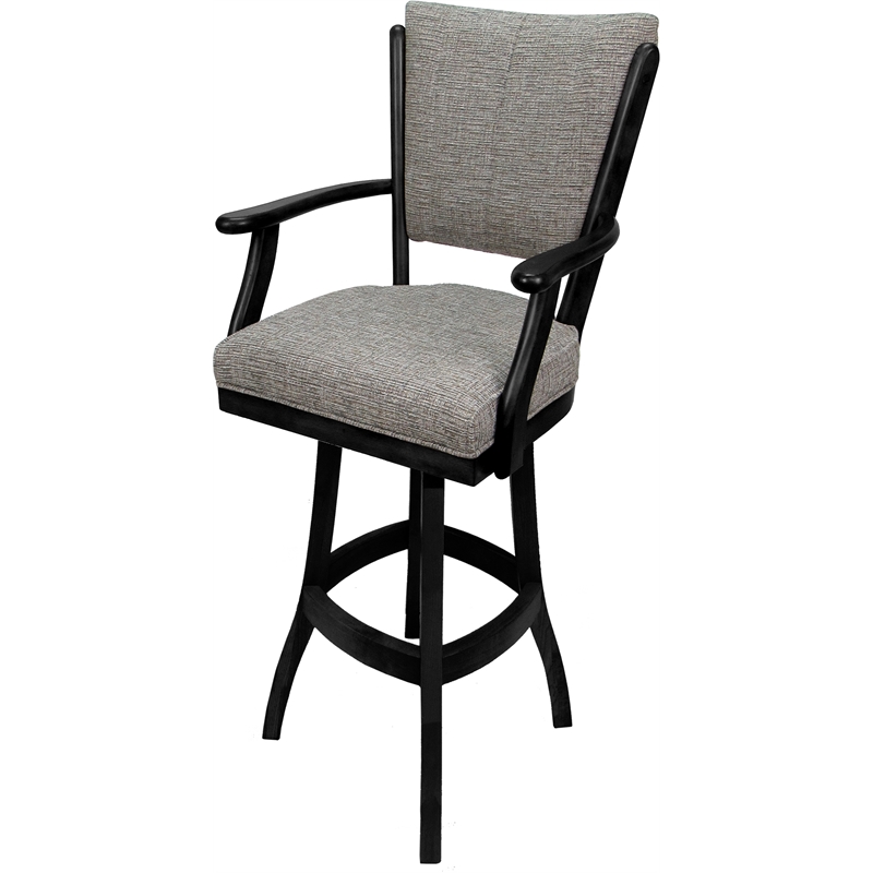 Classic Extra Tall Swivel Bar Stool Solid Wood - Jetty June Tan Fabric - Black
