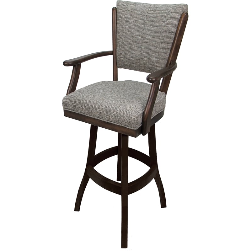 Classic Extra Tall Swivel Bar Stool Solid Wood - Jetty June Tan Fabric - Walnut