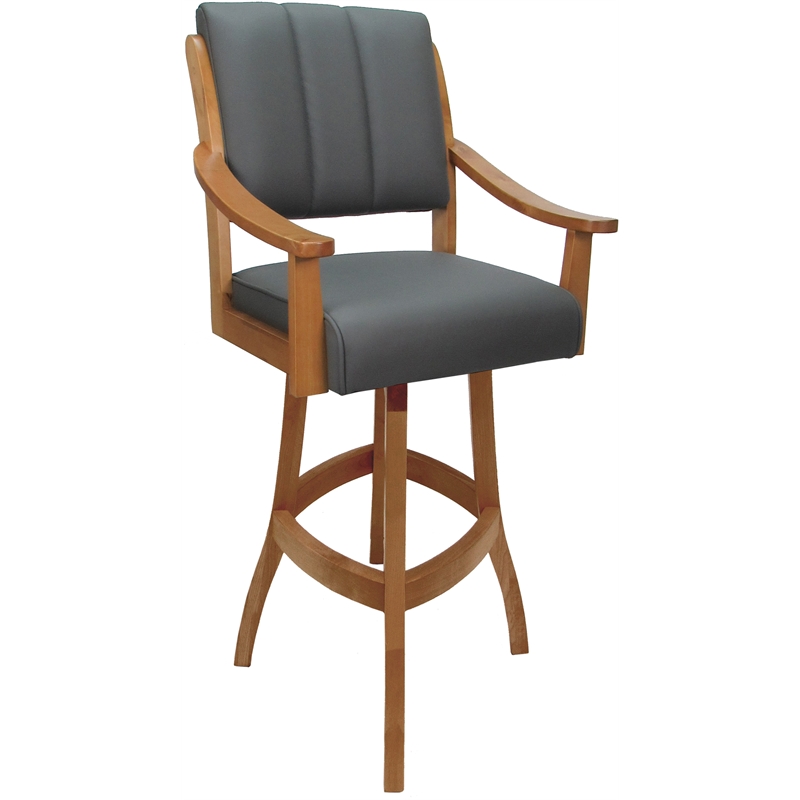 Leather Casa Extra Tall Solid Wood Bar Stool 34