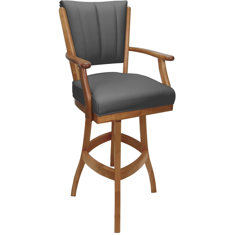 Leather Classic Extra Tall Solid Wood Bar Stool 34