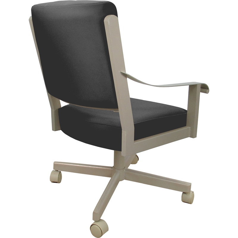Leather Memphis Dining Caster Chair Swivel Tilt - Gray on Beige Frame