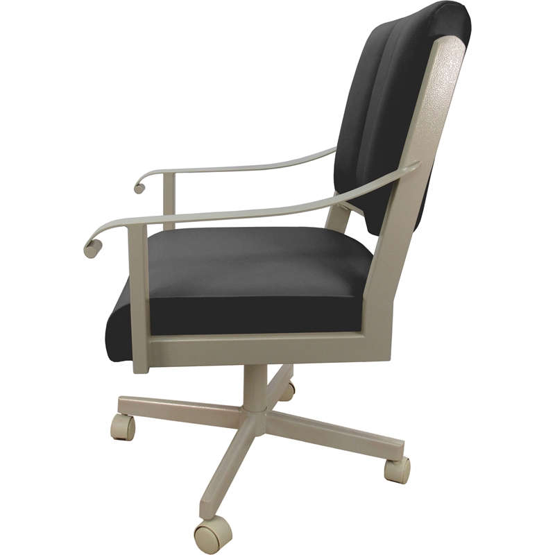 Leather Memphis Dining Caster Chair Swivel Tilt - Gray on Beige Frame