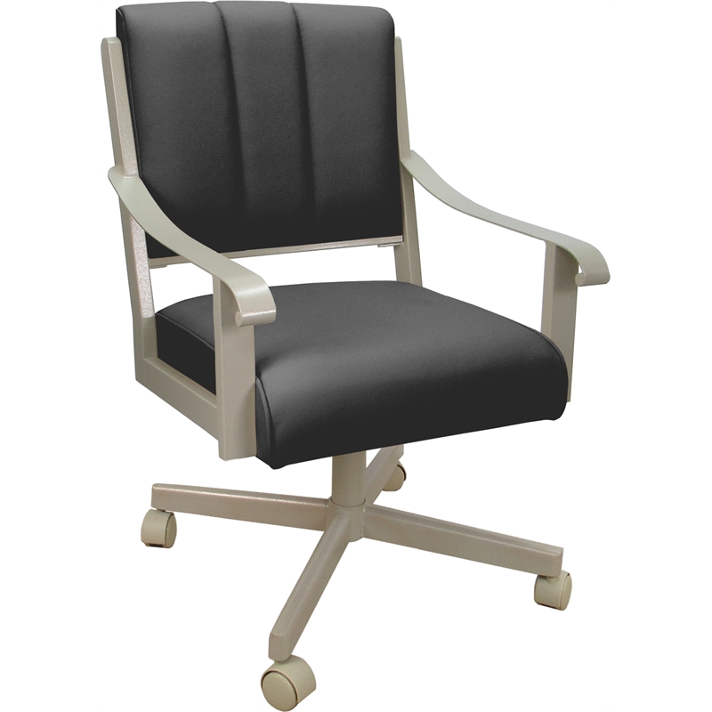 Leather Memphis Dining Caster Chair Swivel Tilt - Gray on Beige Frame