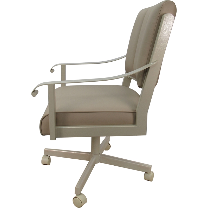 Leather Memphis Dining Caster Chair Swivel Tilt - Tan on Beige