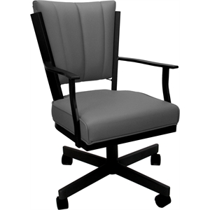Leather Montana Dining Caster Chair Swivel Tilt - Gray on Black Frame