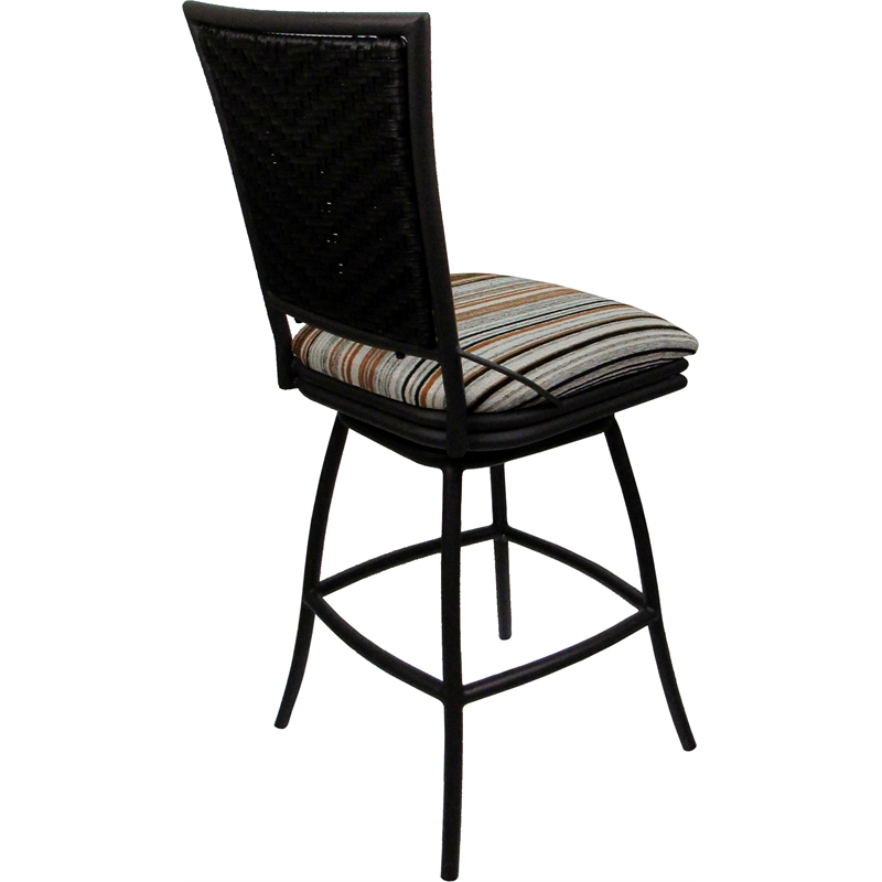 Outdoor Indoor Counter Bar Stool -Erin Armless - Driftwood Nutmeg Fabric - Black