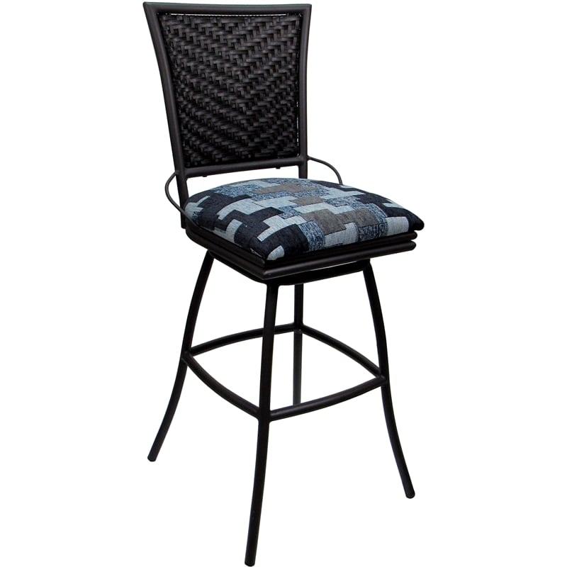 Outdoor Indoor Swivel Bar Stool - Erin Armless - Craftsman Flint Fabric - Black