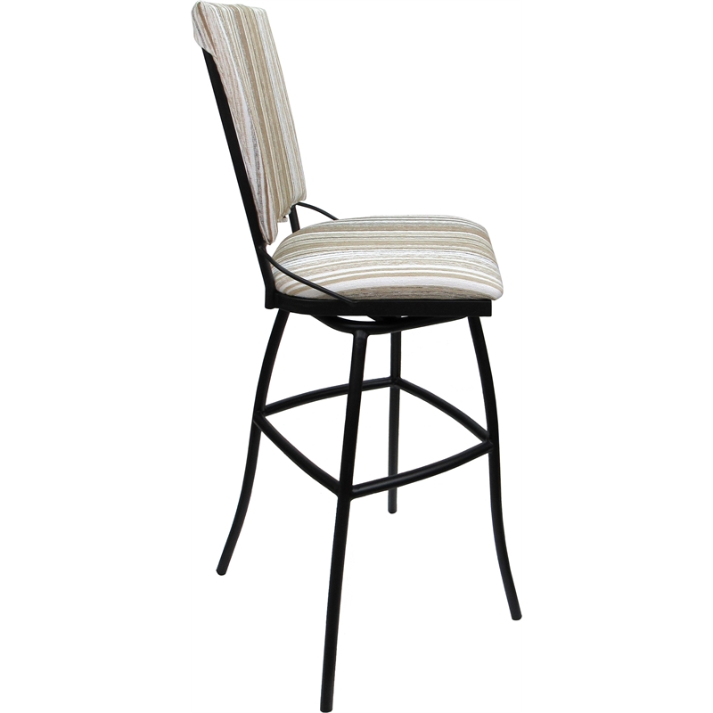 Outdoor Indoor Swivel Bar Stool Jenna PB Armless- Driftwood White Fabric - Black