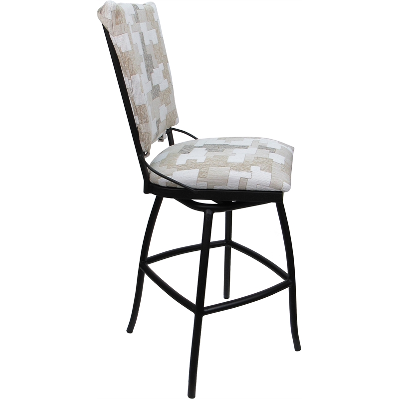 Outdoor Indoor Counter Bar Stool Jenna PB Armless Craftsman White Fabric - Black