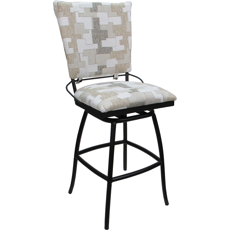 Outdoor Indoor Counter Bar Stool Jenna PB Armless Craftsman White Fabric - Black