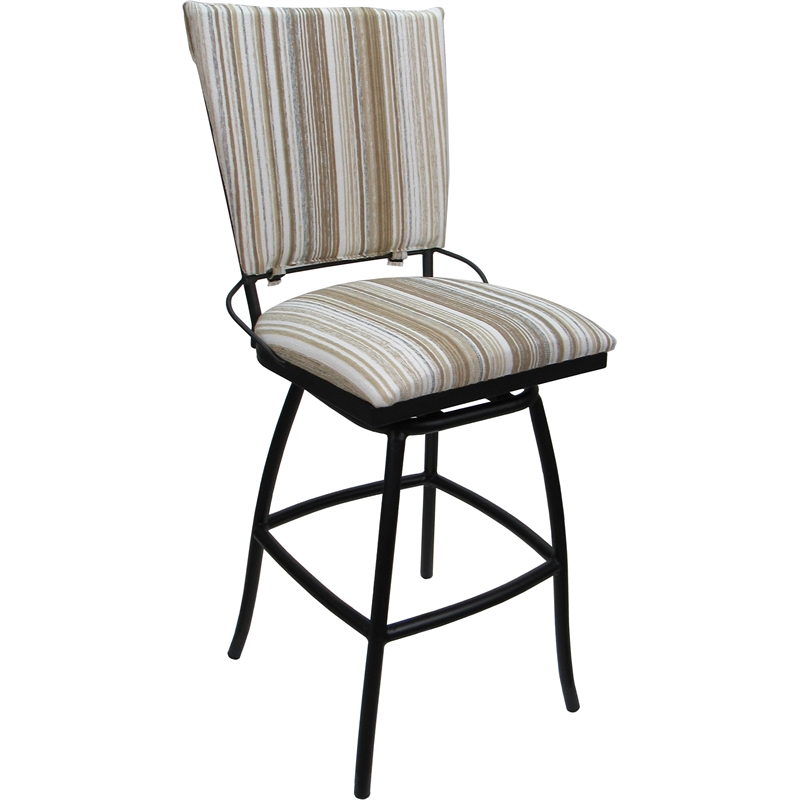 Outdoor Indoor Counter Bar Stool Jenna PB Armless Driftwood White Fabric - Black