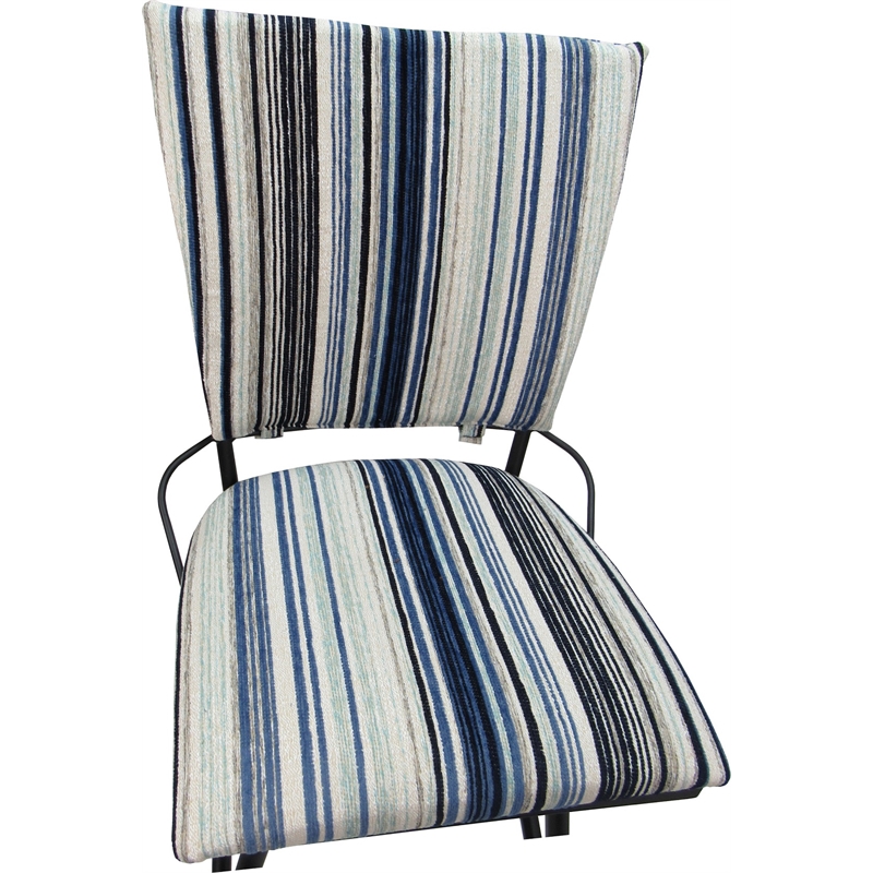 Outdoor Indoor Swivel Bar Stool -Jenna PB Armless - Driftwood Blue Fabric - Gray