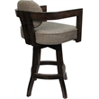 Swivel Wood Counter Stool - Kadir Plus - Plumley Cocoa Fabric - Dark Walnut