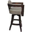 Swivel Wood Counter Stool - Kadir Plus - Plumley Cocoa Fabric - Dark Walnut