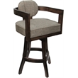 Swivel Wood Counter Stool - Kadir Plus - Plumley Cocoa Fabric - Dark Walnut
