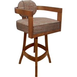 Swivel Wood Counter Stool 26&quot Seat -Kadir Plus- Watusi Madder Red Fabric - Honey